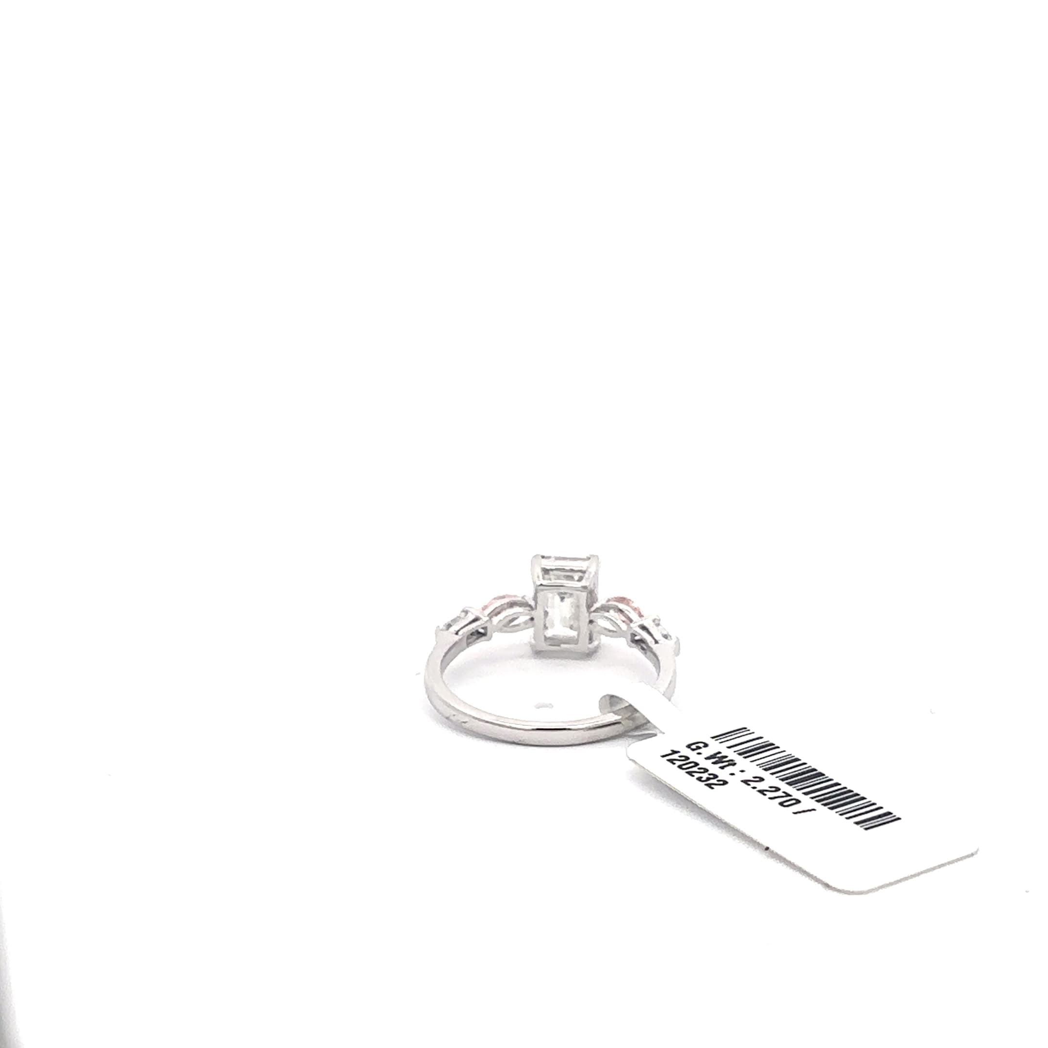 White Gold Multistone Ring with Emerald Cut Diamond 4