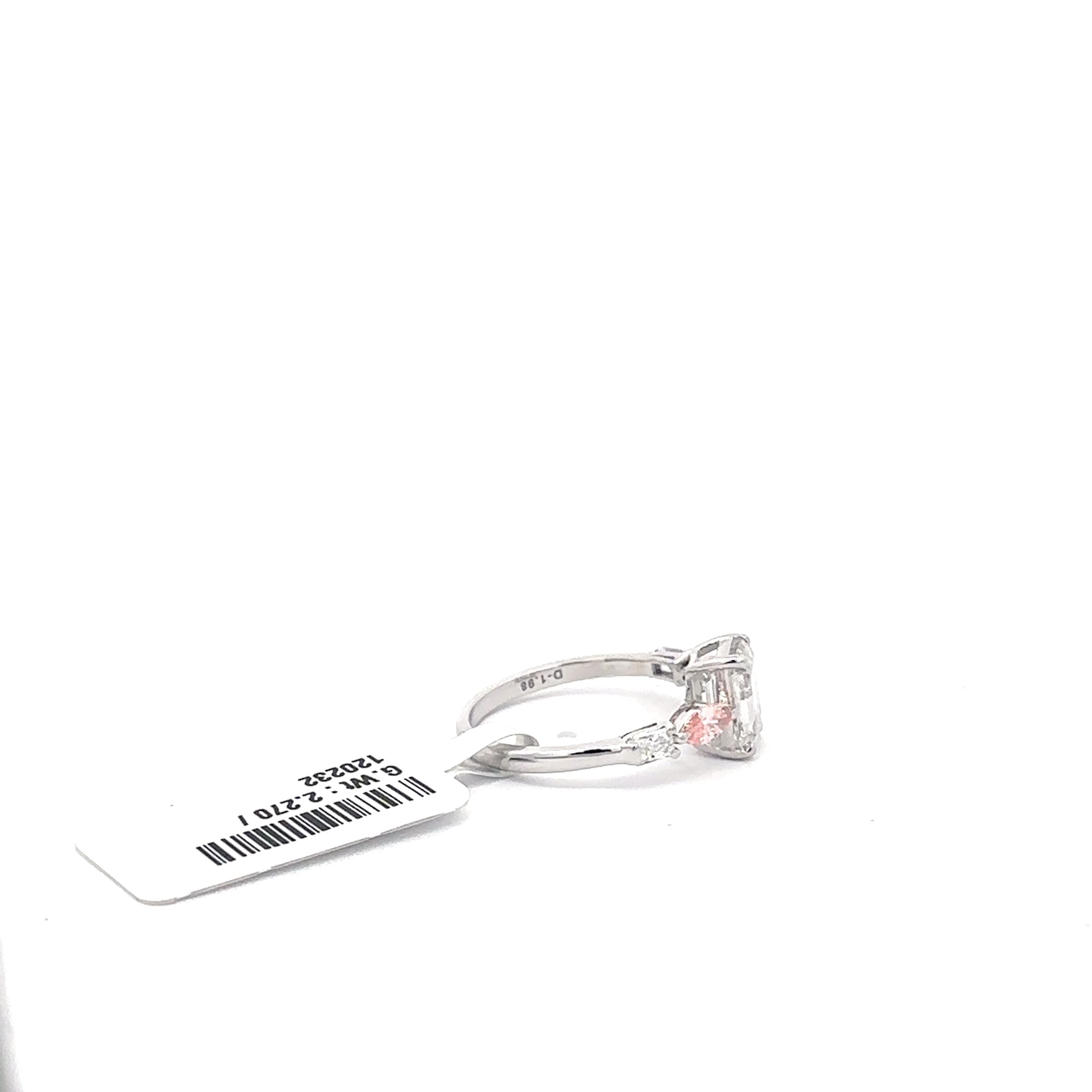 White Gold Multistone Ring with Emerald Cut Diamond 5