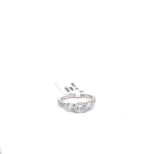 White Gold Three-Stone Diamond Ring with Round Brilliant Cut Diamonds