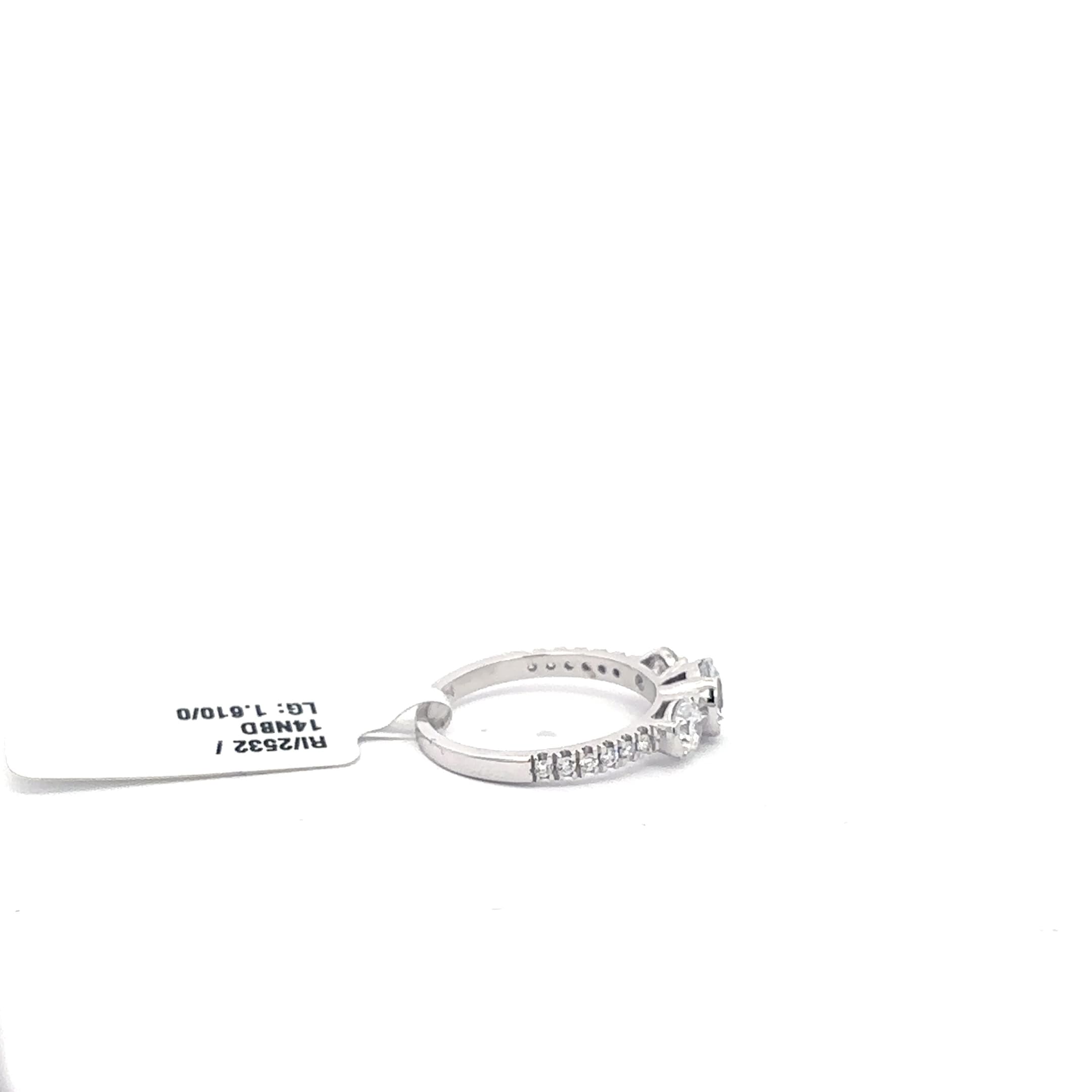 White Gold Three-Stone Diamond Ring with Round Brilliant Cut Diamonds 5