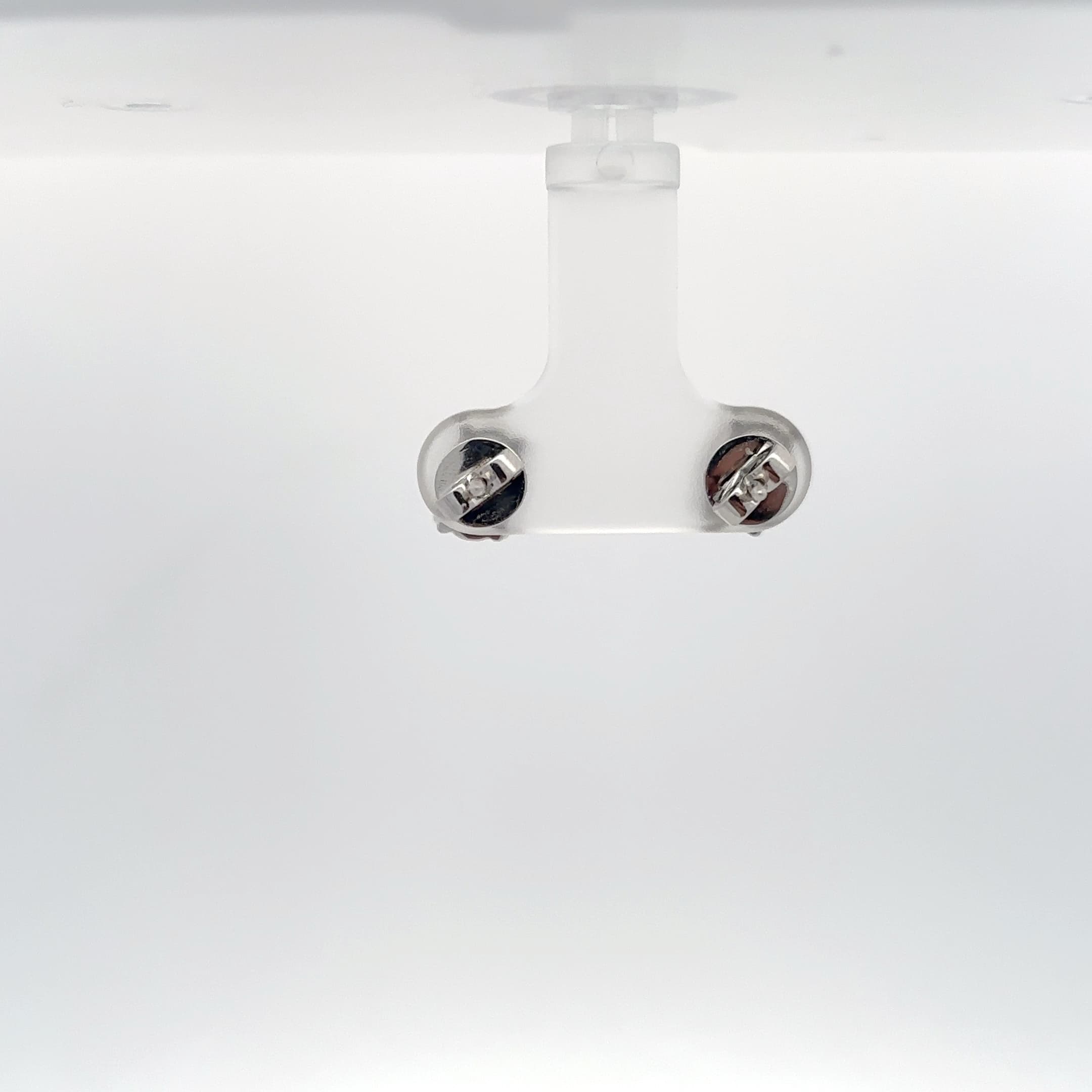 Diamond Oval Stud Earrings in White Gold 4