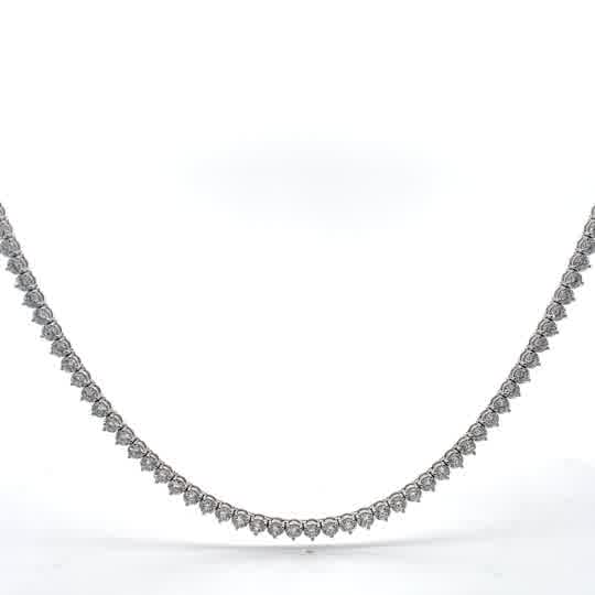 White Gold Diamond Tennis Necklace with Brilliant Cut Diamonds