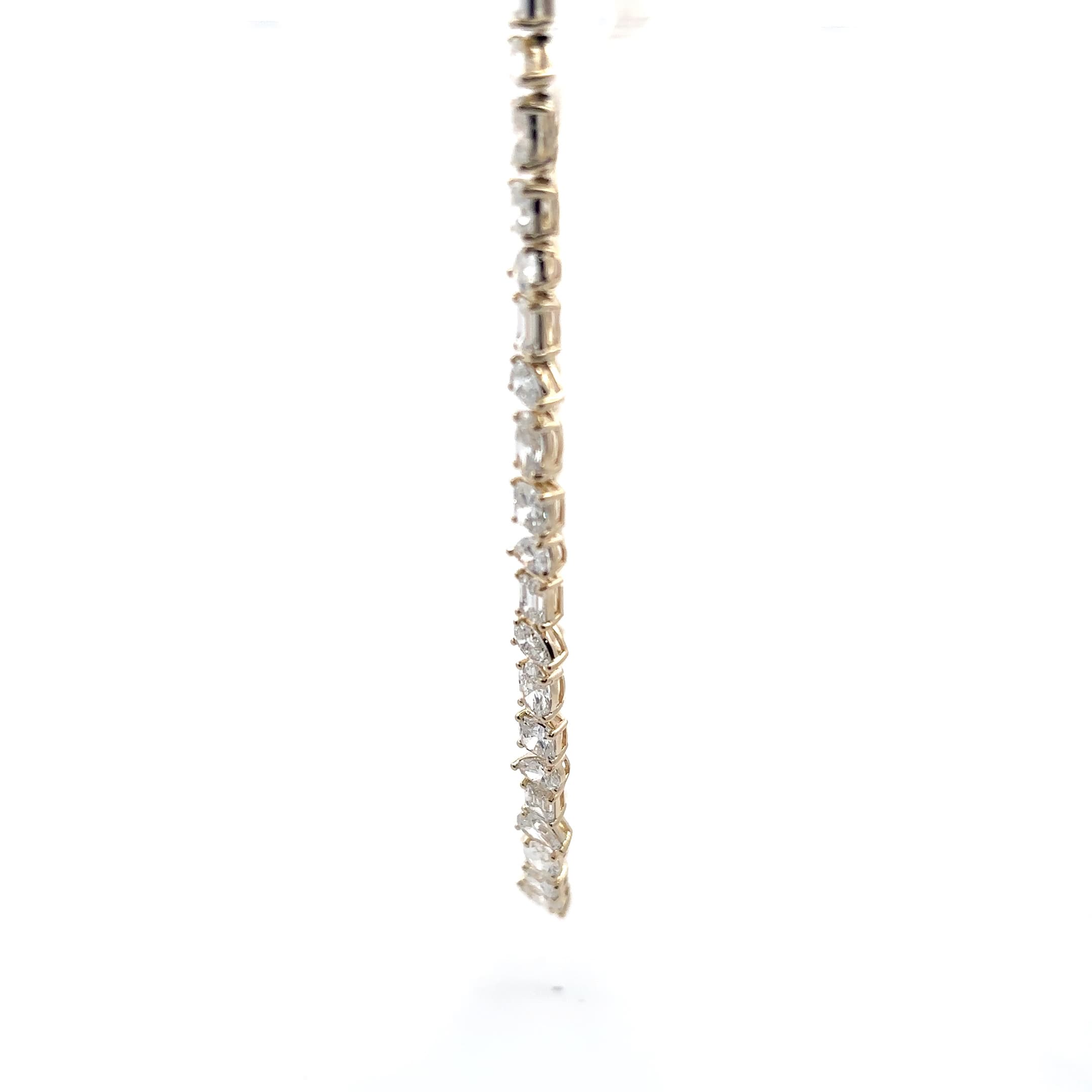 Yellow Gold Diamond Asymmetrical Baguette Cut Necklace 3