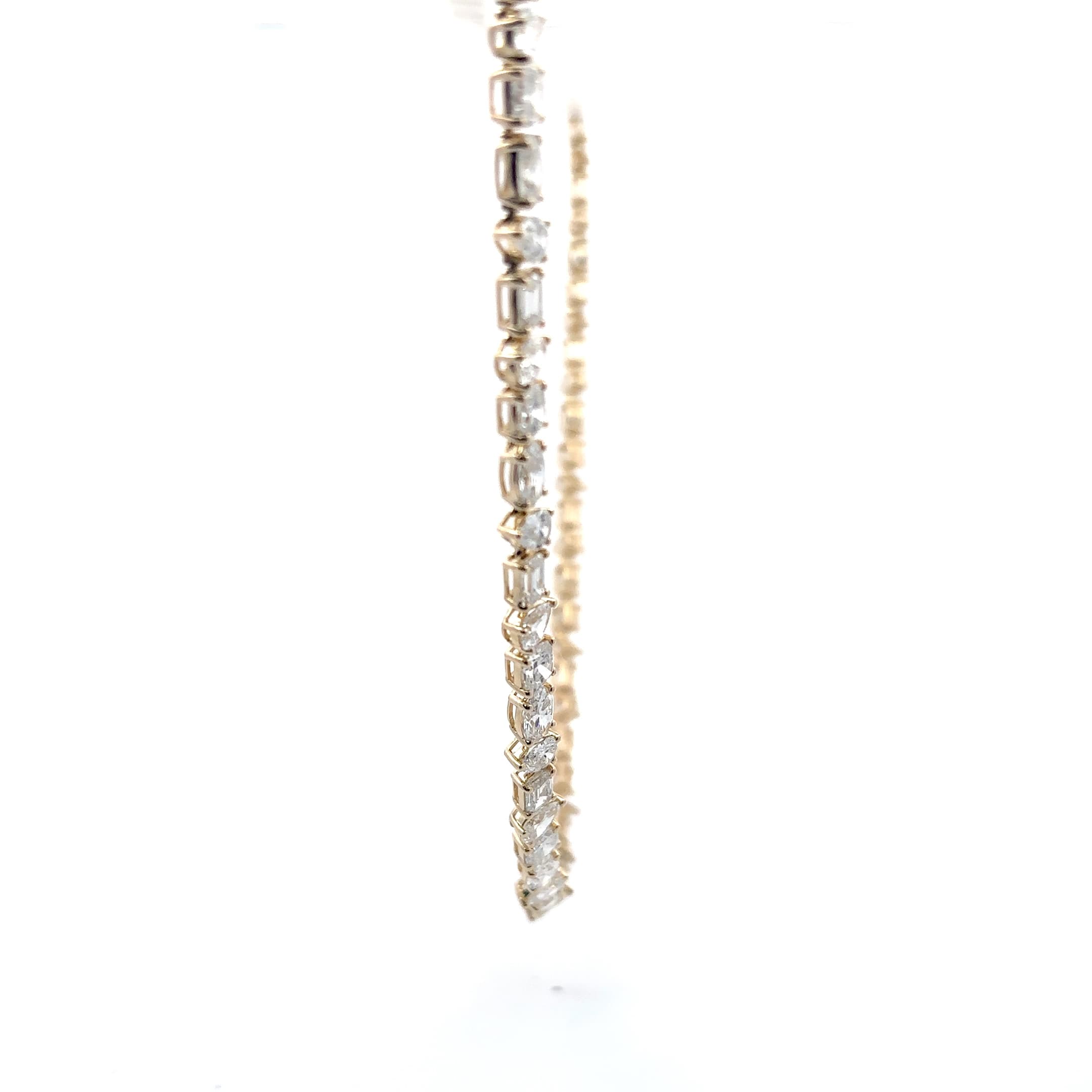 Yellow Gold Diamond Asymmetrical Baguette Cut Necklace 5