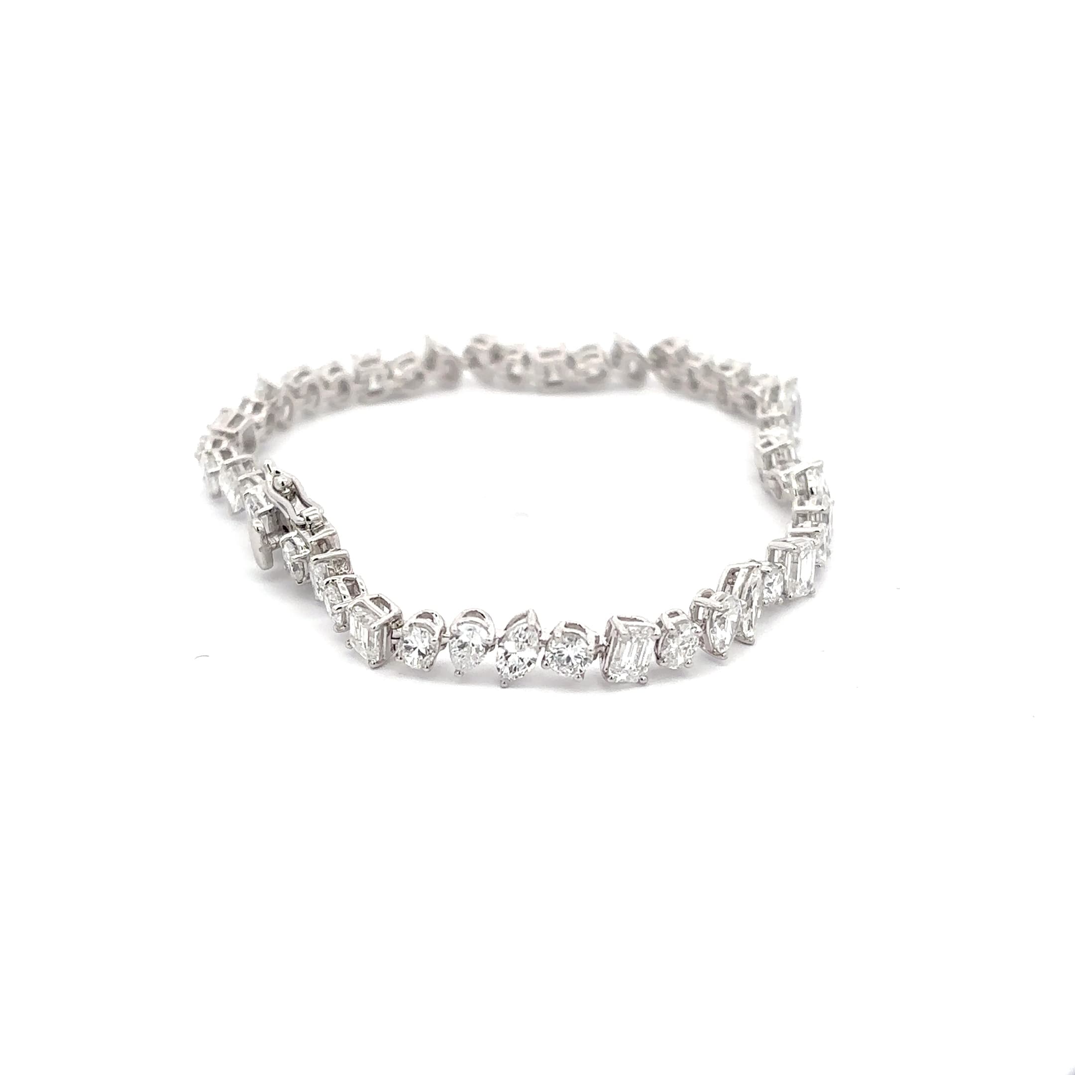 14K White Gold Tennis Bracelet with mix fancy shapes Diamonds 5