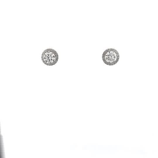 Diamond Stud Earrings in White Gold Plated Silver