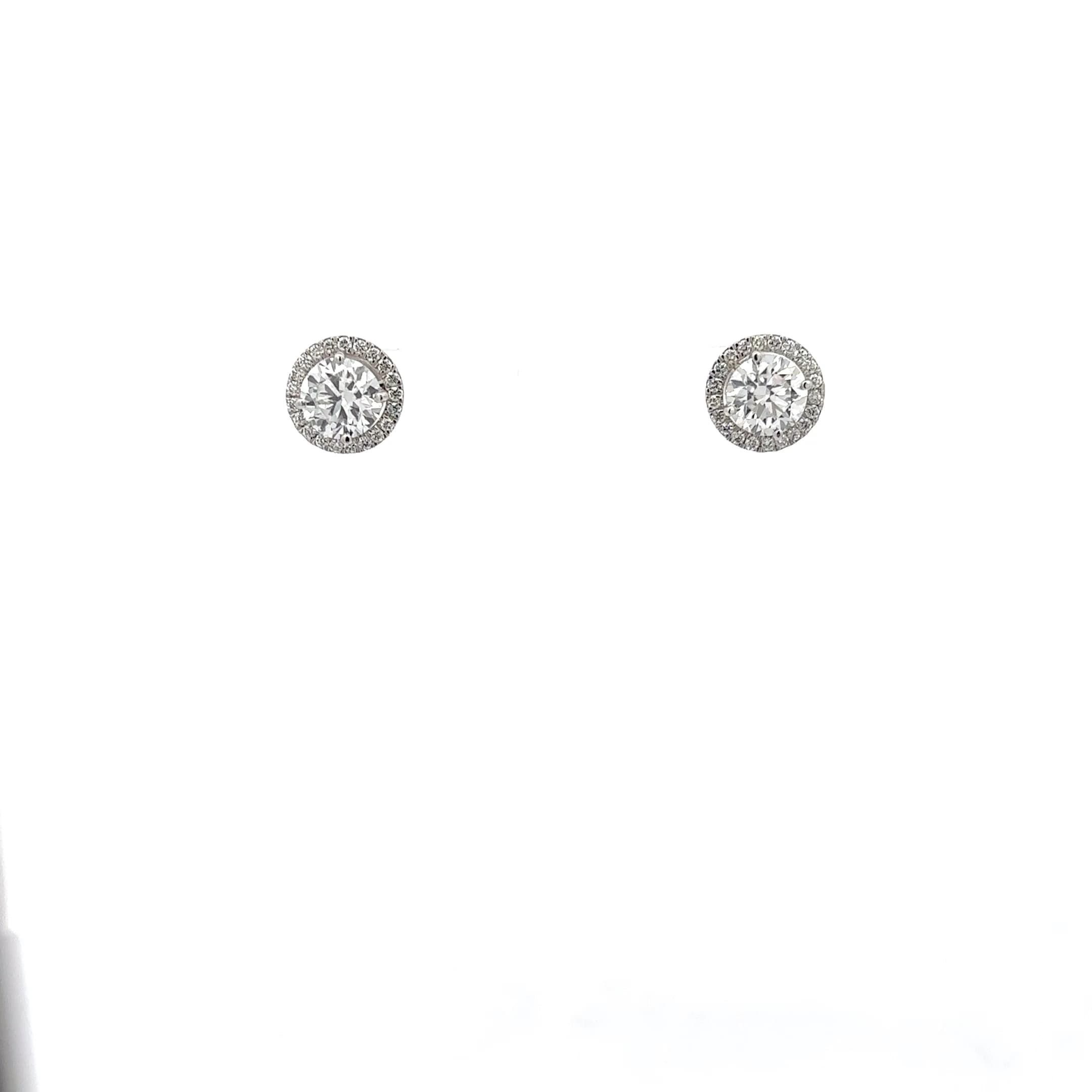 Diamond Stud Earrings in White Gold Plated Silver 2
