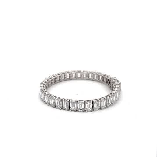 White Gold Diamond Tennis Bracelet with Emerald Cut Diamonds