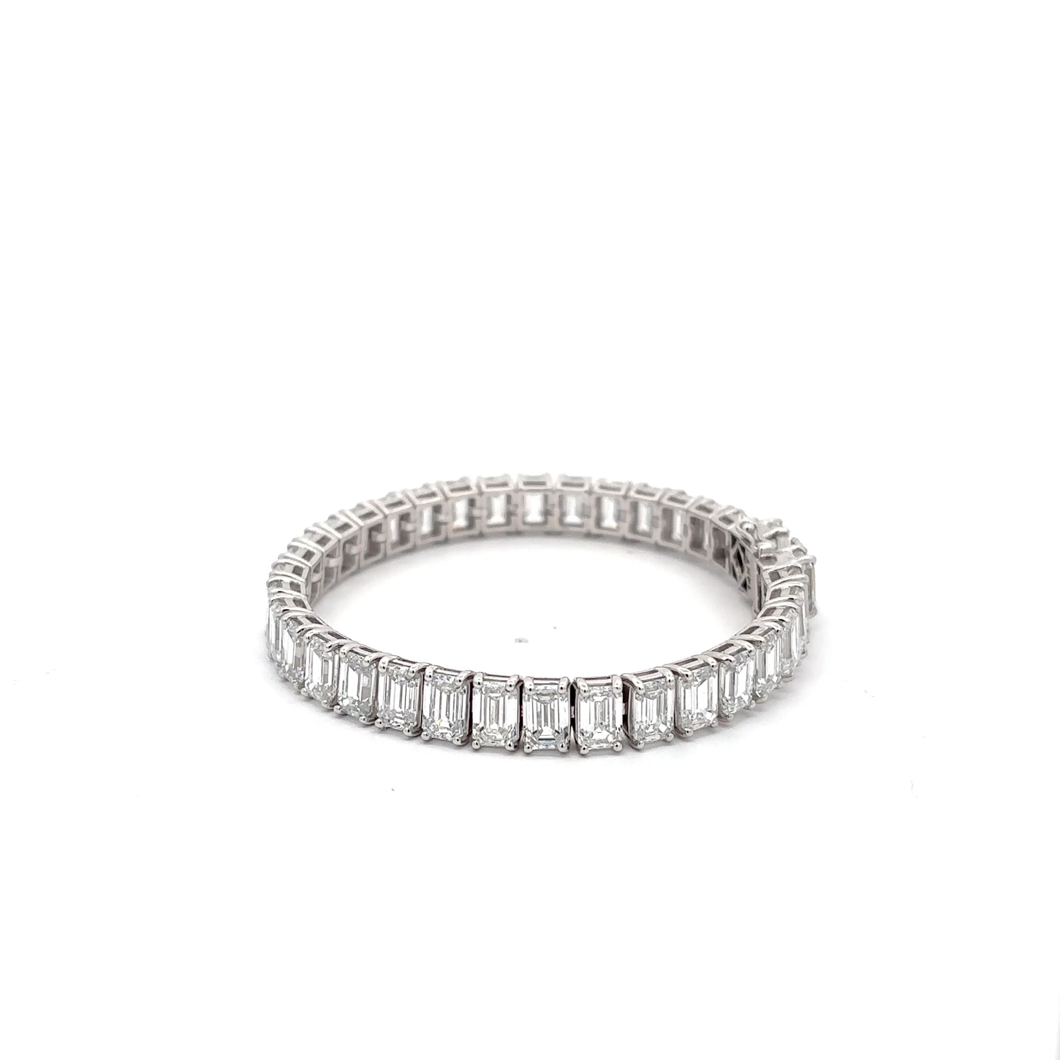 White Gold Diamond Tennis Bracelet with Emerald Cut Diamonds 2