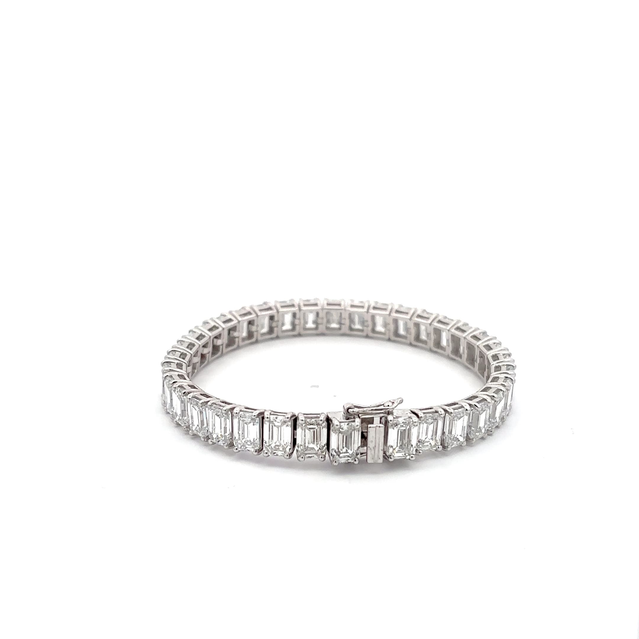 White Gold Diamond Tennis Bracelet with Emerald Cut Diamonds 3