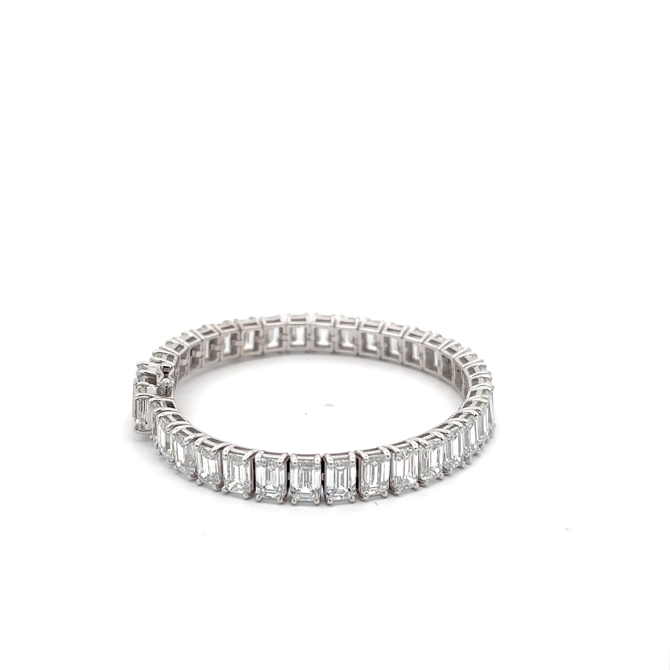 White Gold Diamond Tennis Bracelet with Emerald Cut Diamonds 4