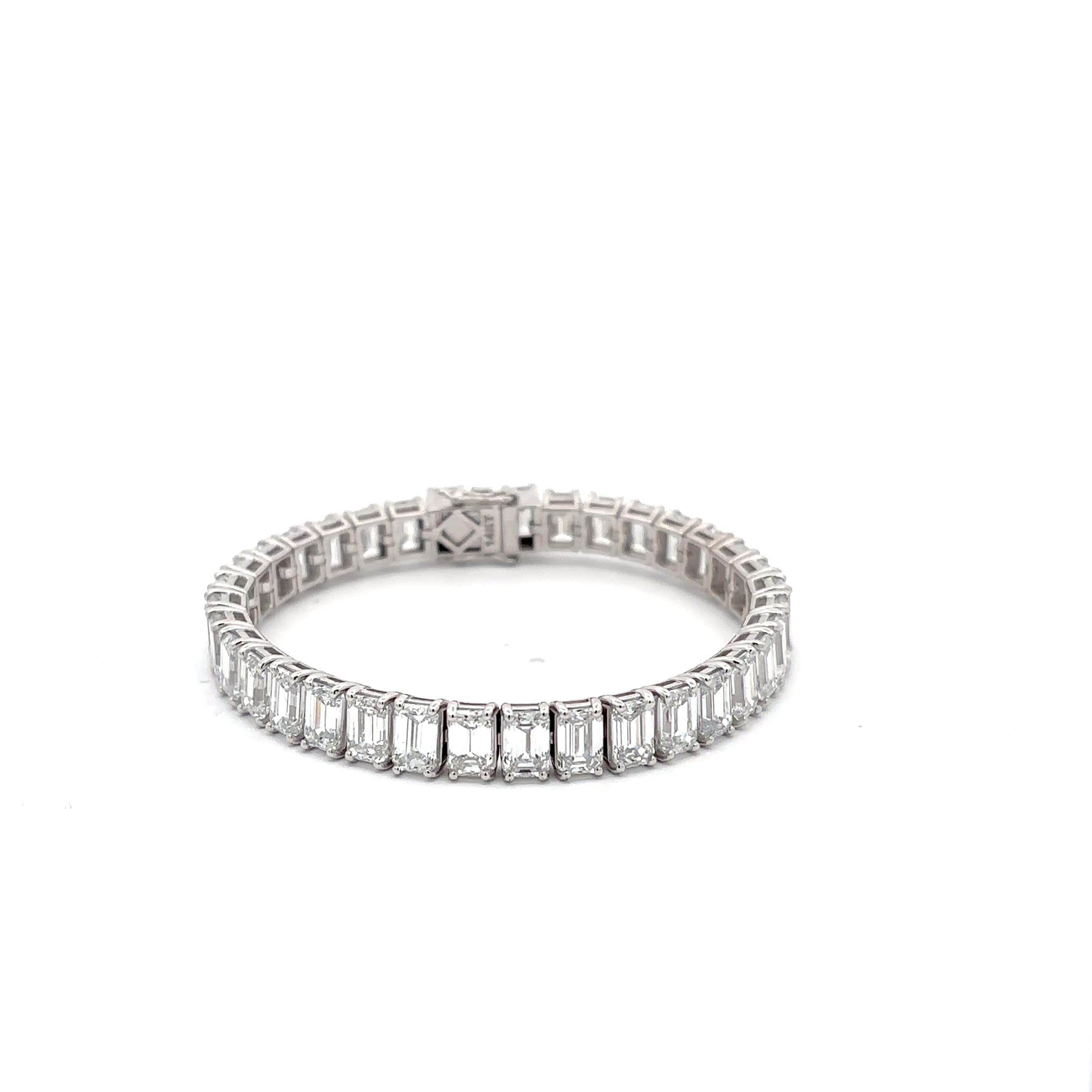 White Gold Diamond Tennis Bracelet with Emerald Cut Diamonds 5
