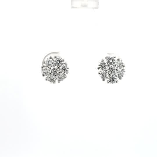 White Gold Stud Earrings with Round Brilliant Diamonds 6