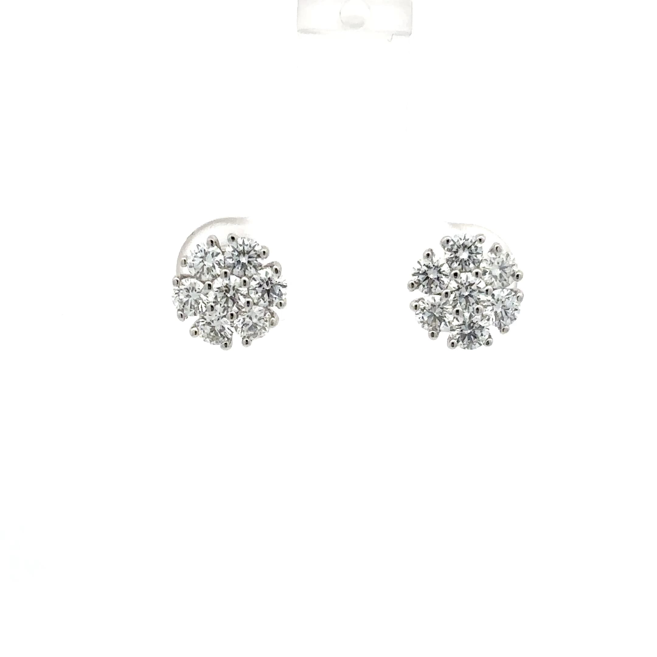 White Gold Stud Earrings with Round Brilliant Diamonds 7