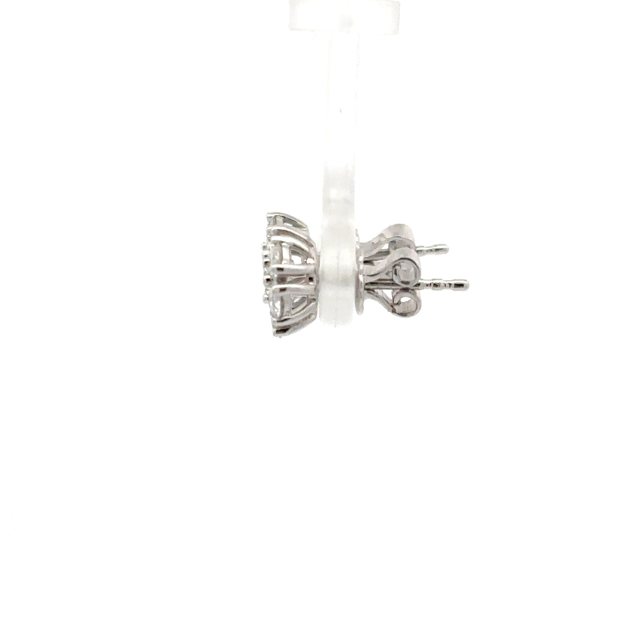 White Gold Stud Earrings with Round Brilliant Diamonds 8