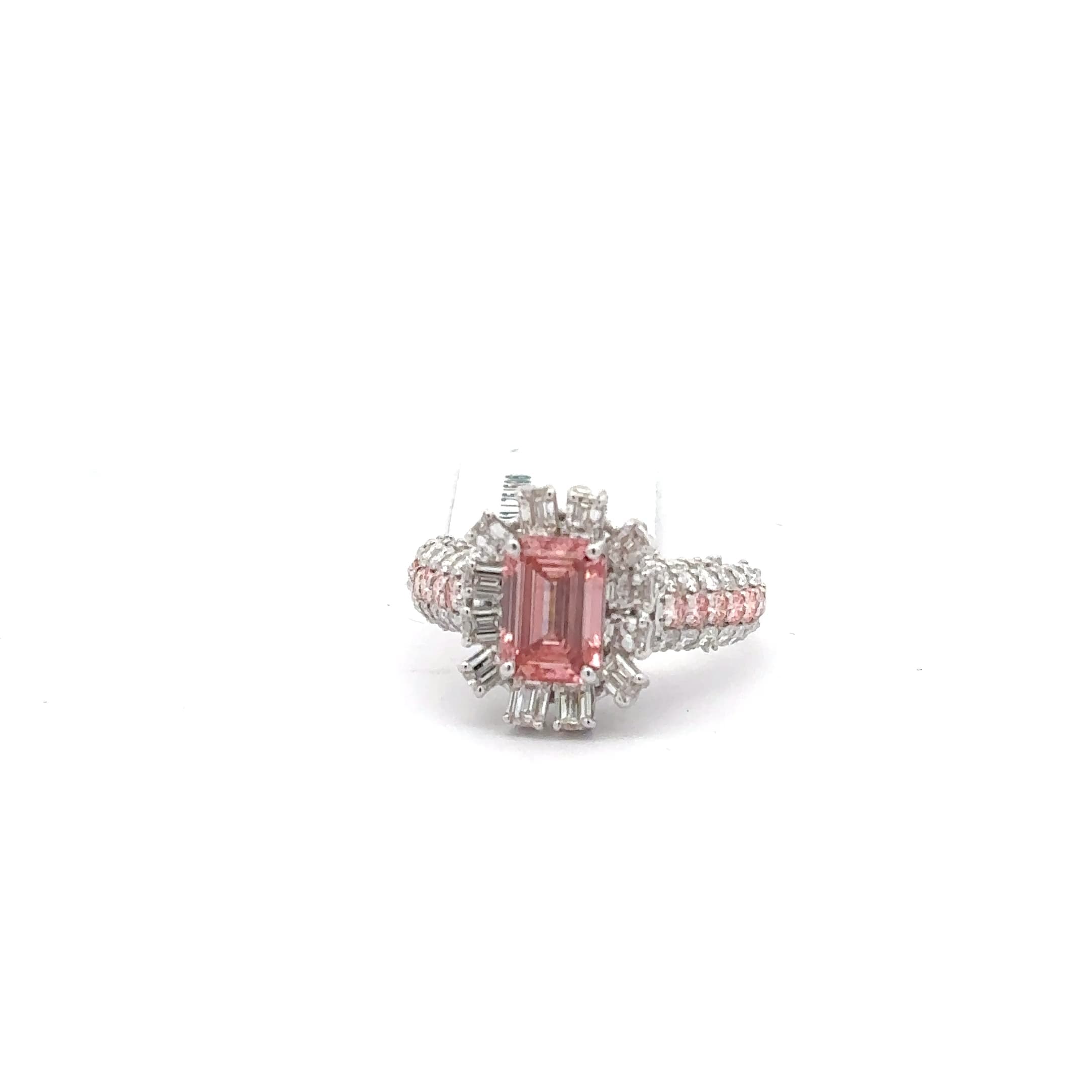 White Gold-Plated Silver Multistone Ring with Reddish-Purple Tourmaline 2