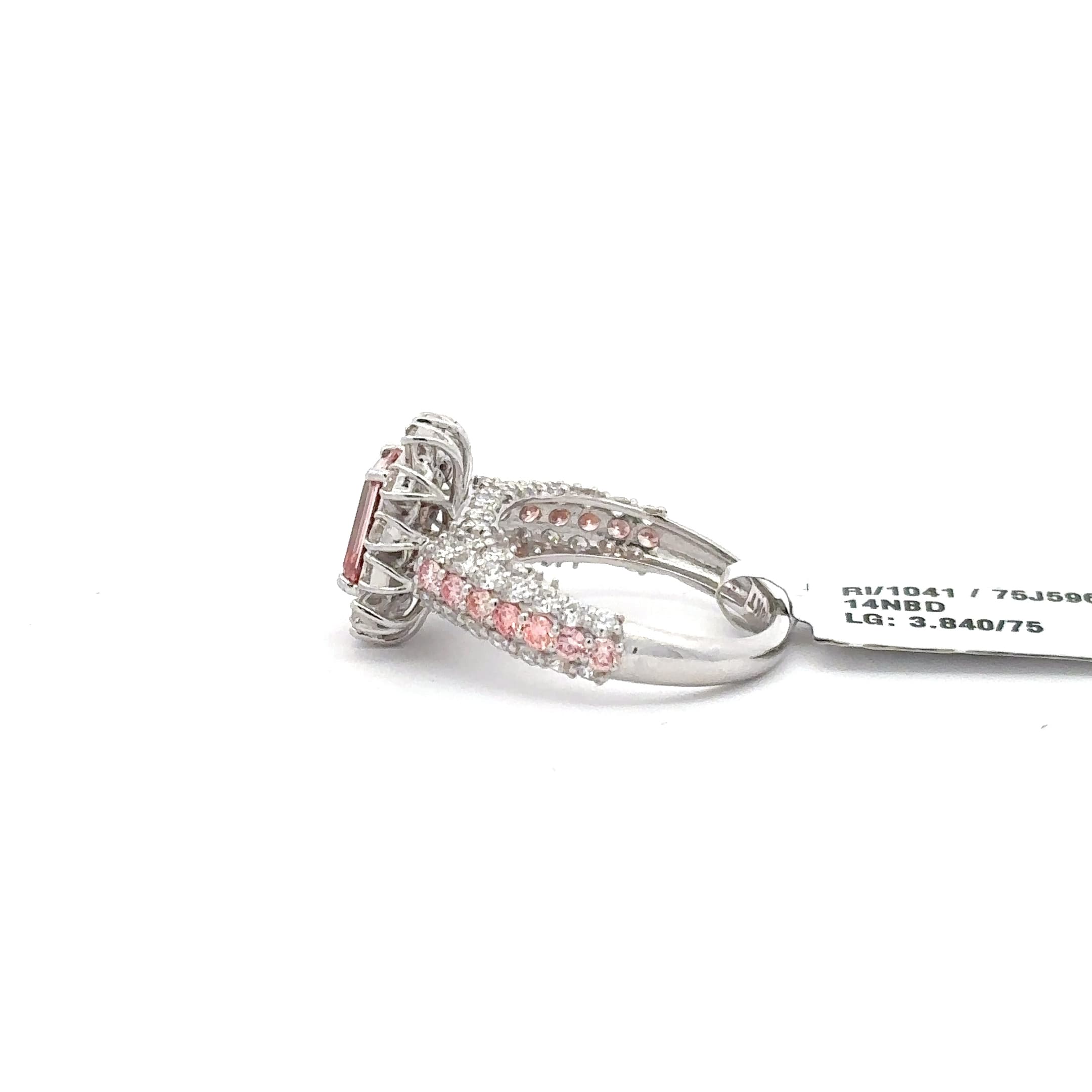 White Gold-Plated Silver Multistone Ring with Reddish-Purple Tourmaline 3
