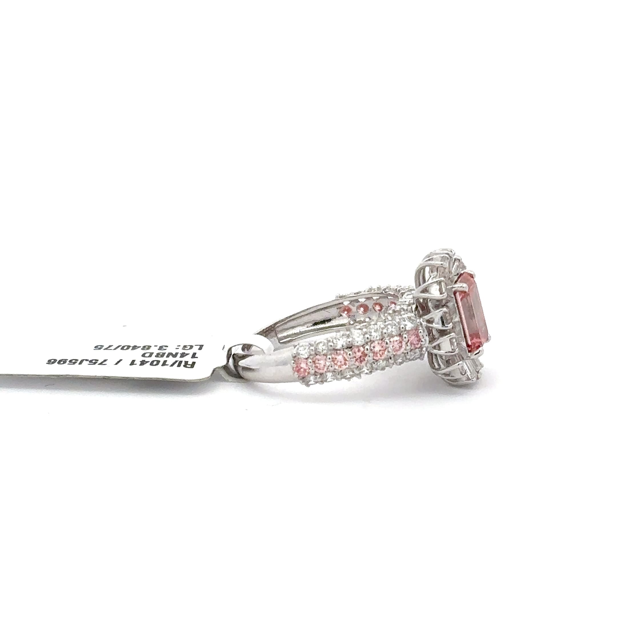 White Gold-Plated Silver Multistone Ring with Reddish-Purple Tourmaline 5
