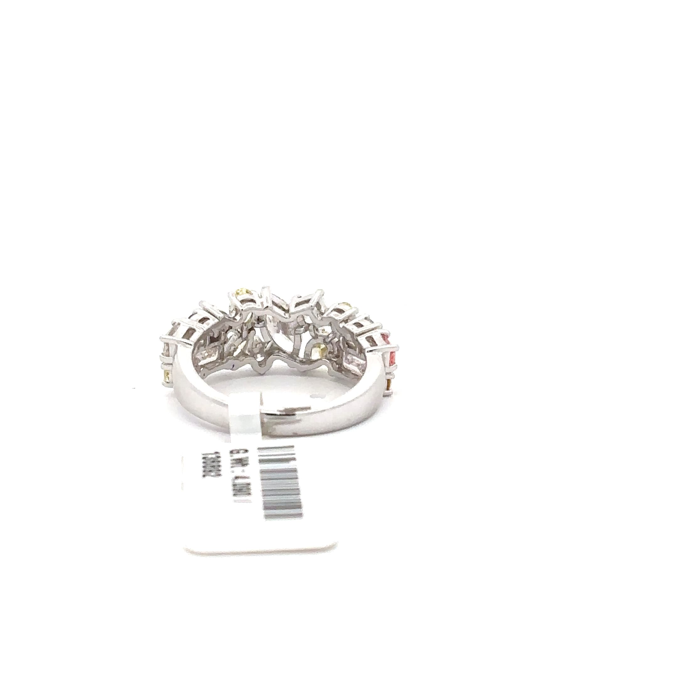 White Gold Multistone Ring with Yellow Oval Cut Diamond 4