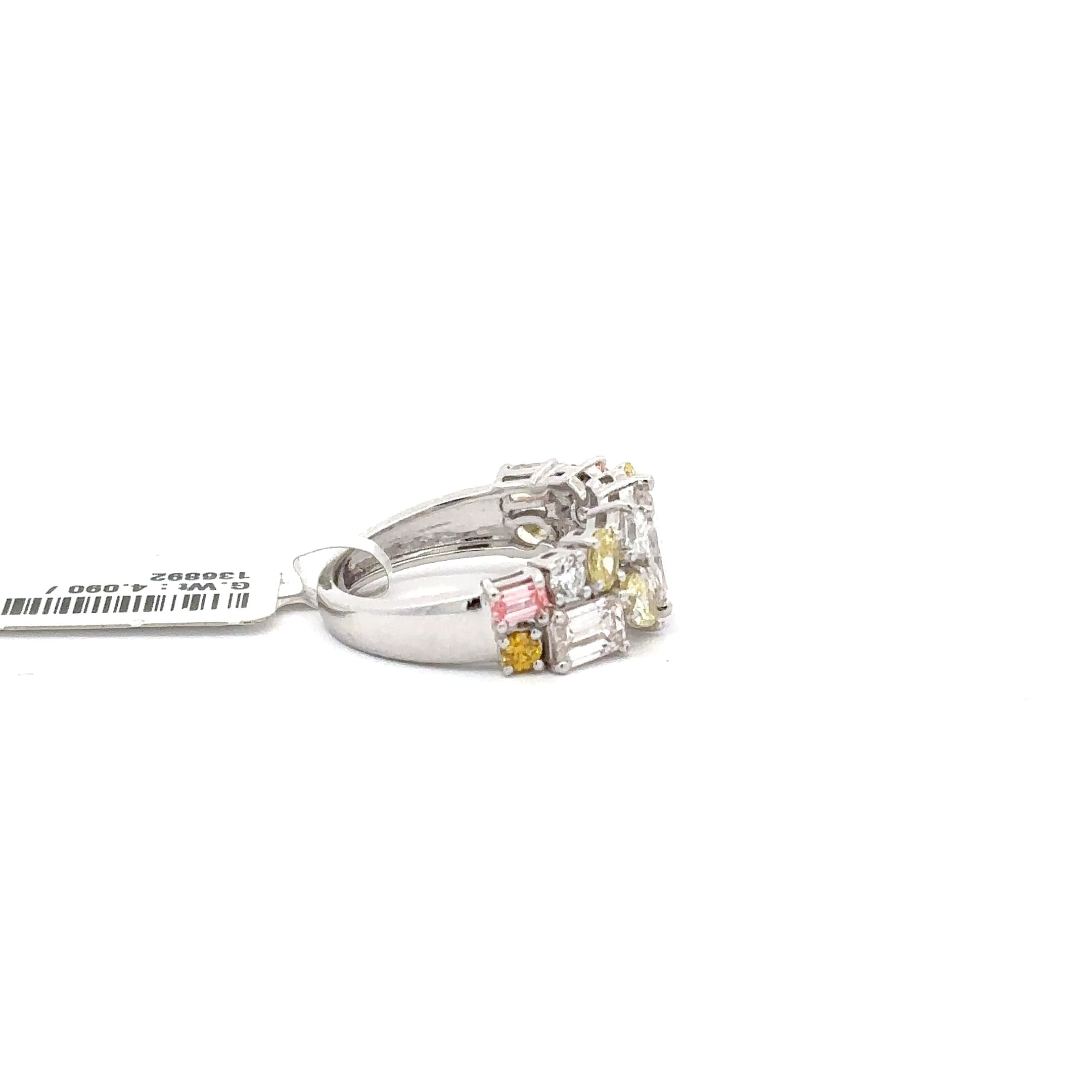 White Gold Multistone Ring with Yellow Oval Cut Diamond 5