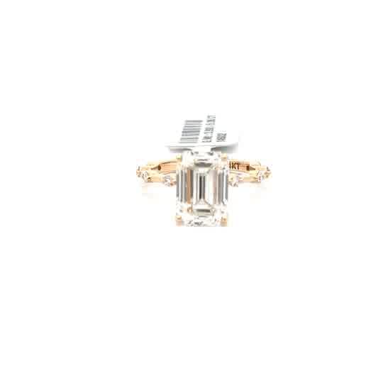 Yellow Gold Multistone Ring with Emerald Cut Diamond