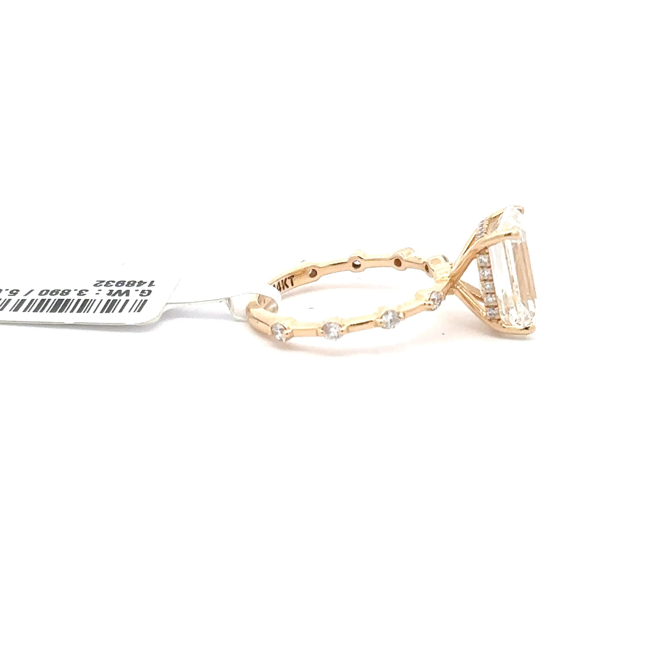 Yellow Gold Multistone Ring with Emerald Cut Diamond 5