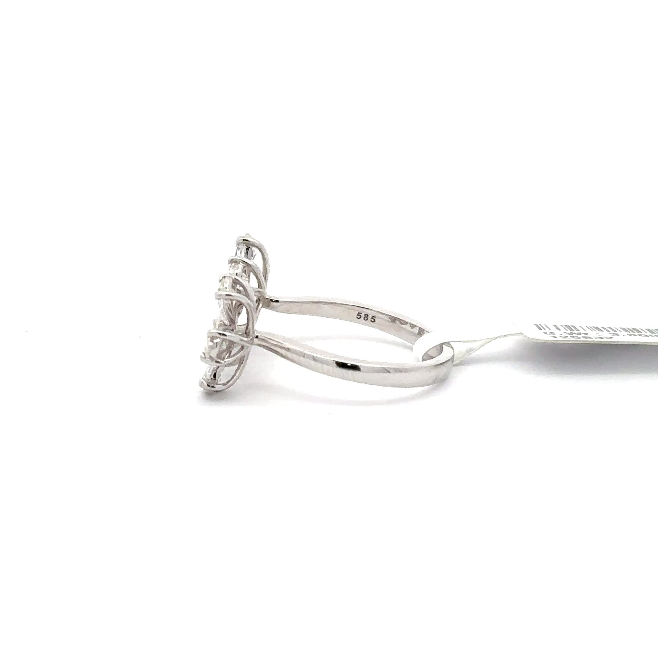 White Gold Stud Earrings with Pear Shaped Diamond Floral Design 3