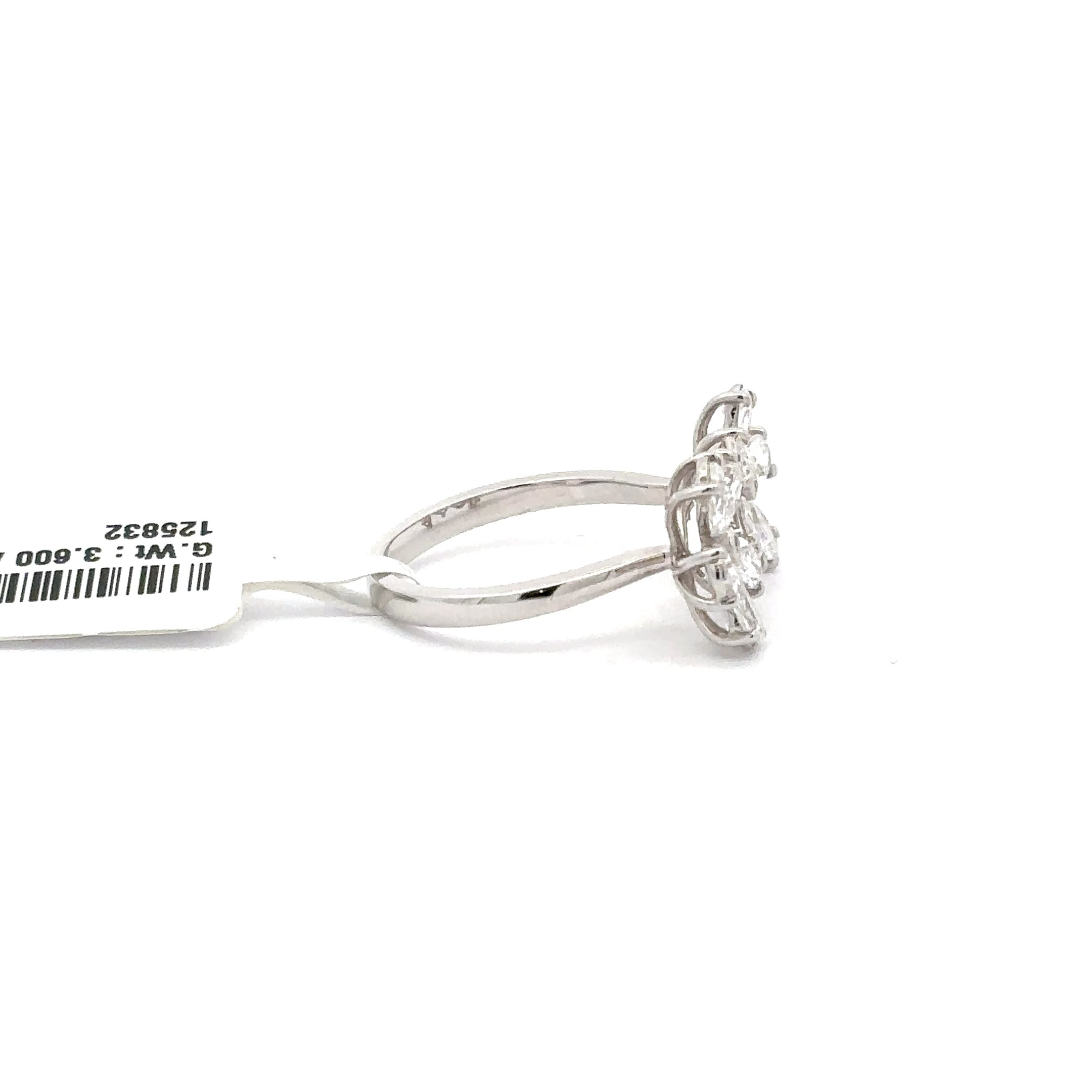 White Gold Stud Earrings with Pear Shaped Diamond Floral Design 5