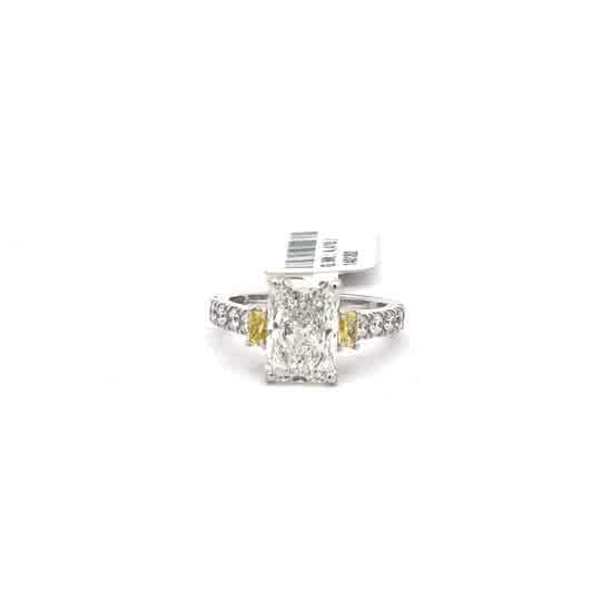 Emerald Cut Diamond White Gold Multistone Ring