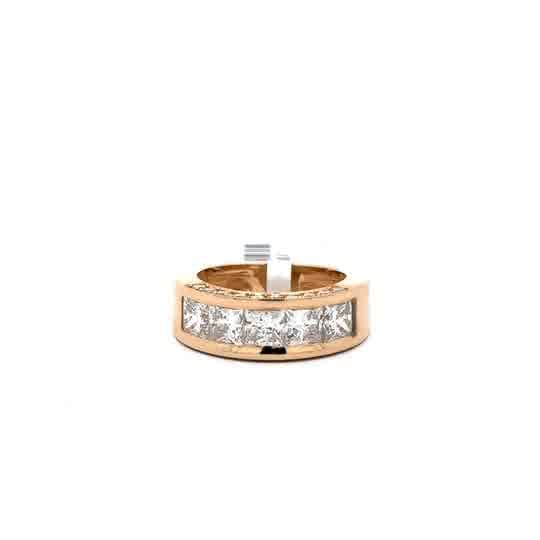 Yellow Gold Diamond Princess Cut Band Ring