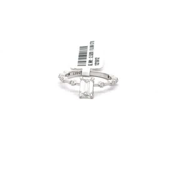 14K White Gold Emerald Cut Diamond Multistone Ring