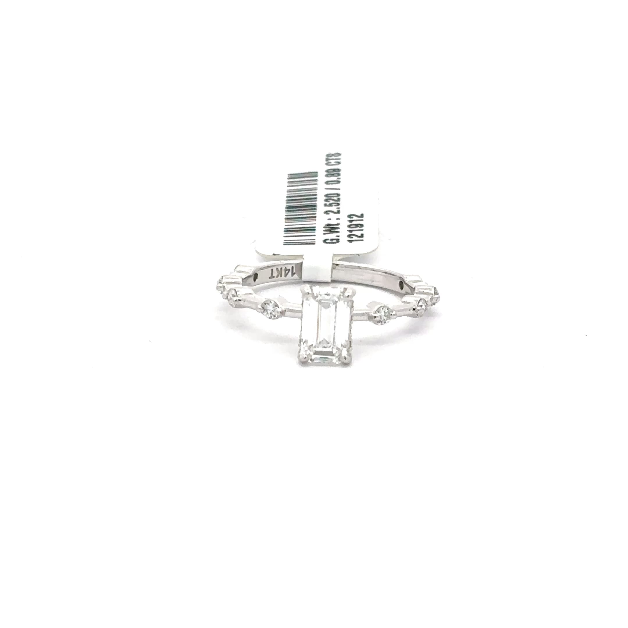 14K White Gold Emerald Cut Diamond Multistone Ring 2