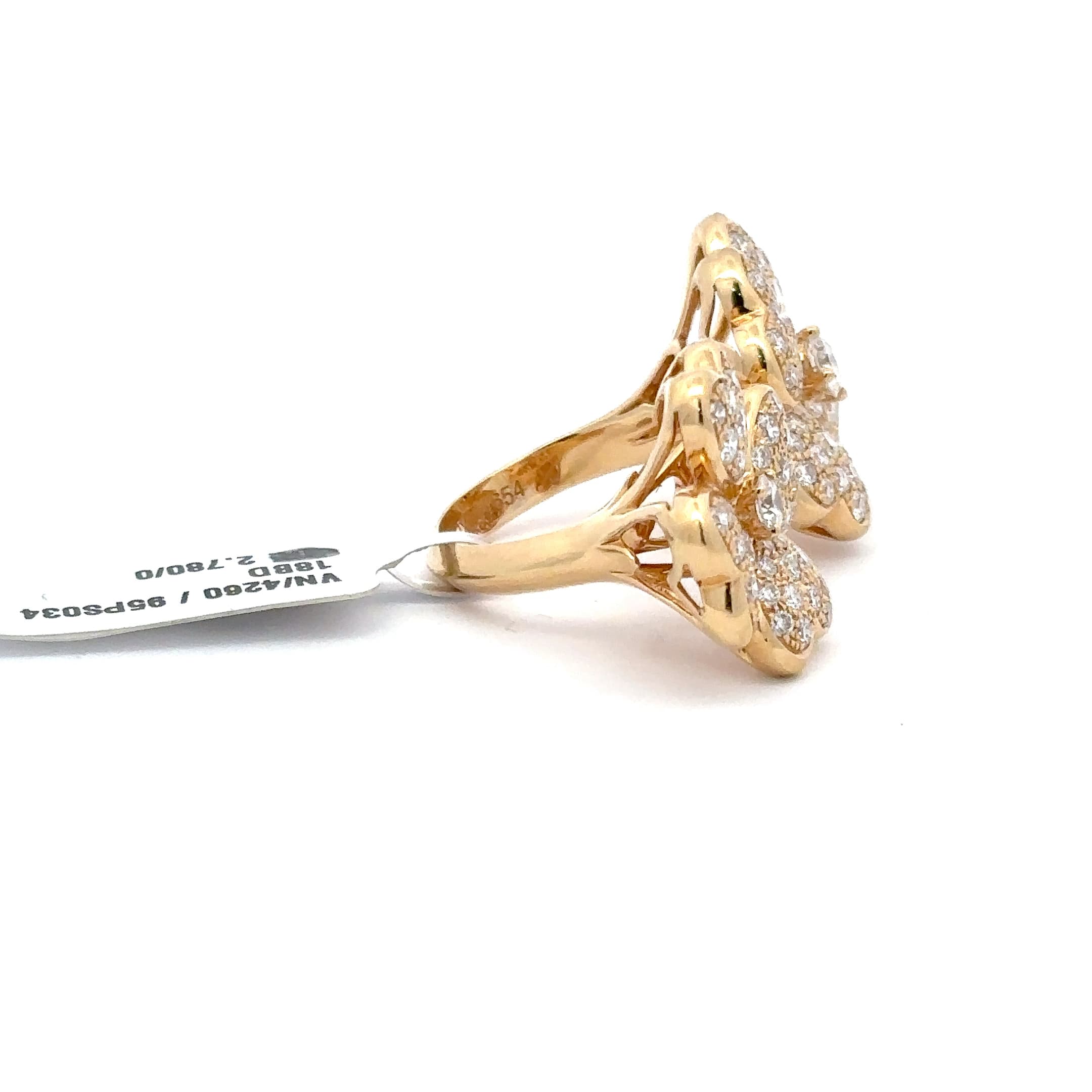 Diamond Pave Clover Stud Earrings in Yellow Gold 5