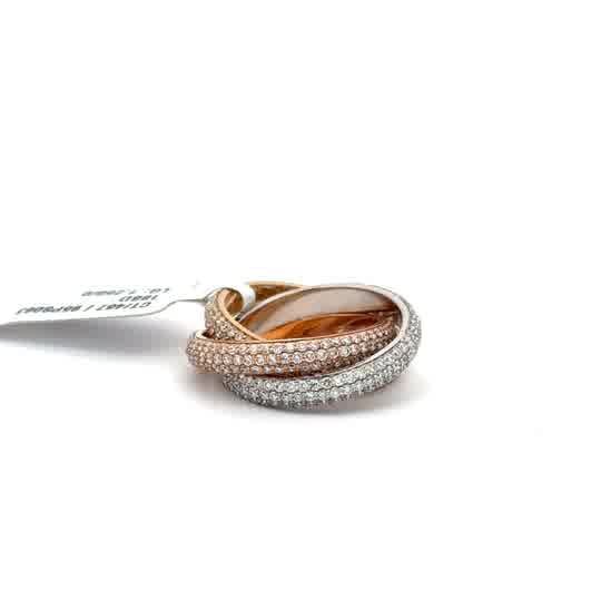 Rose,White and Yellow Gold Stackable Rings with Brilliant Cut Diamonds