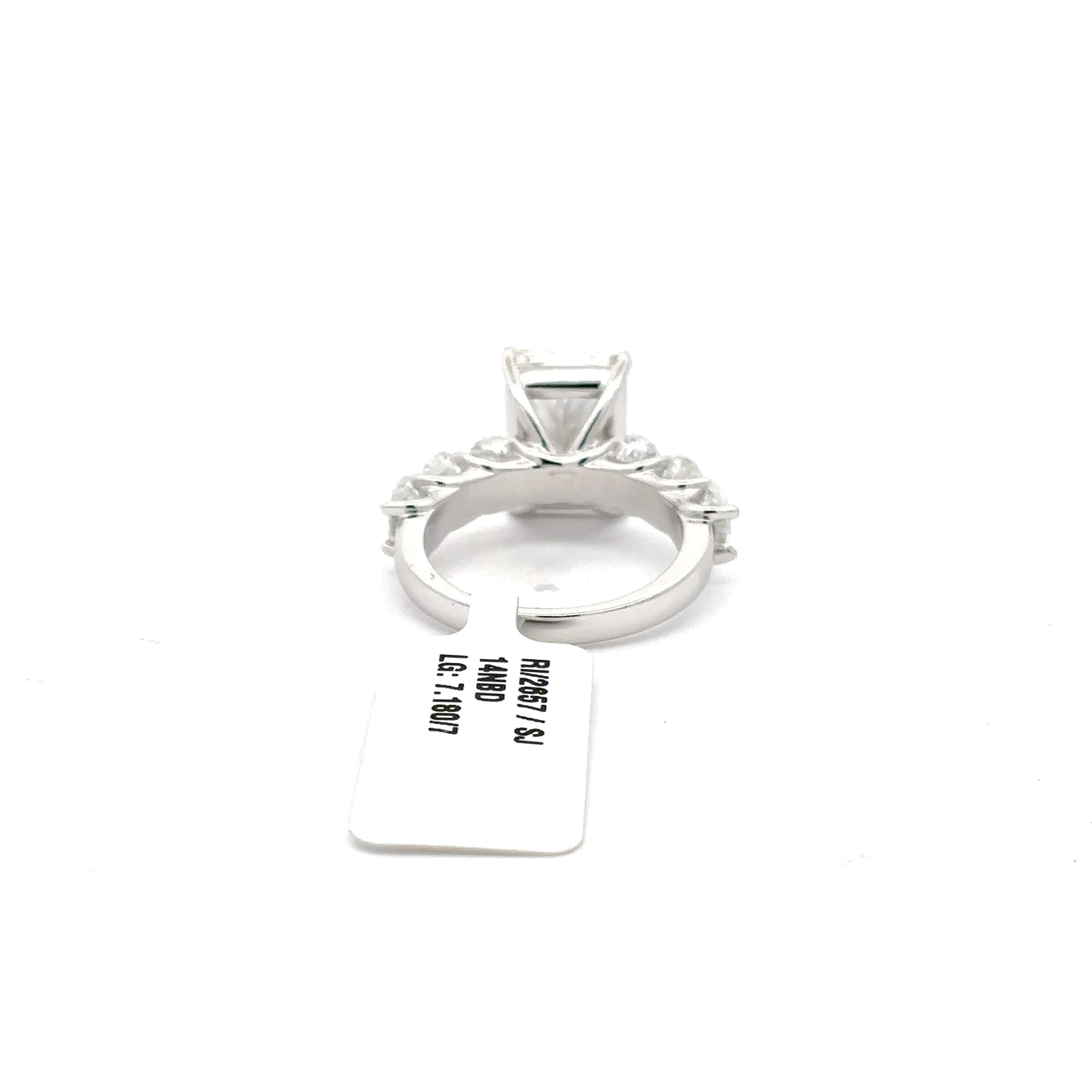White Gold Emerald Cut Diamond Multistone Ring 4