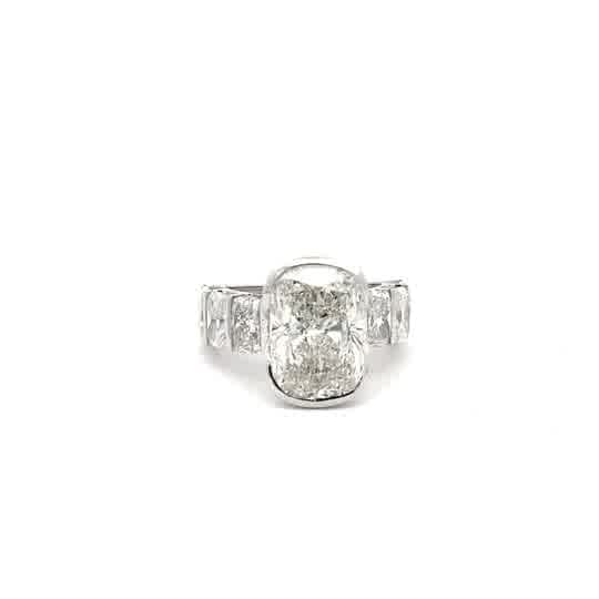 Cushion Brilliant Diamond Solitaire Engagement Ring in Polished White Gold