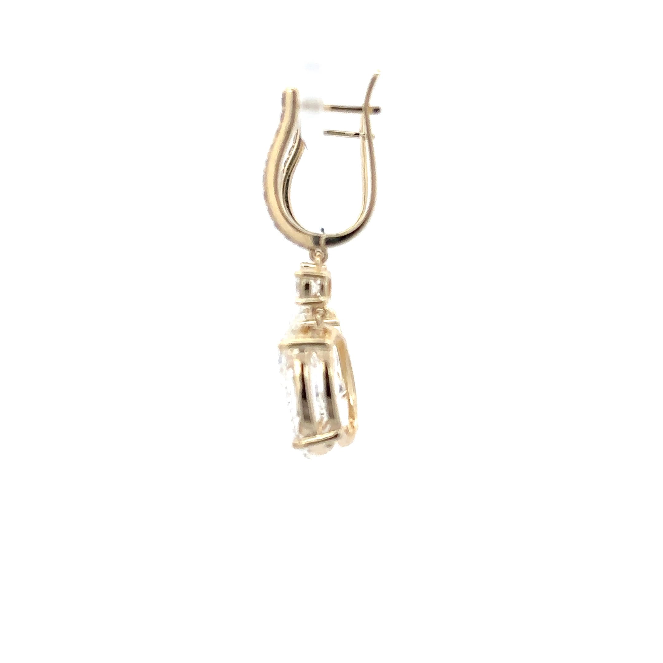 Oval Brilliant-Cut Diamond Yellow Gold Linear Drop Earrings 3