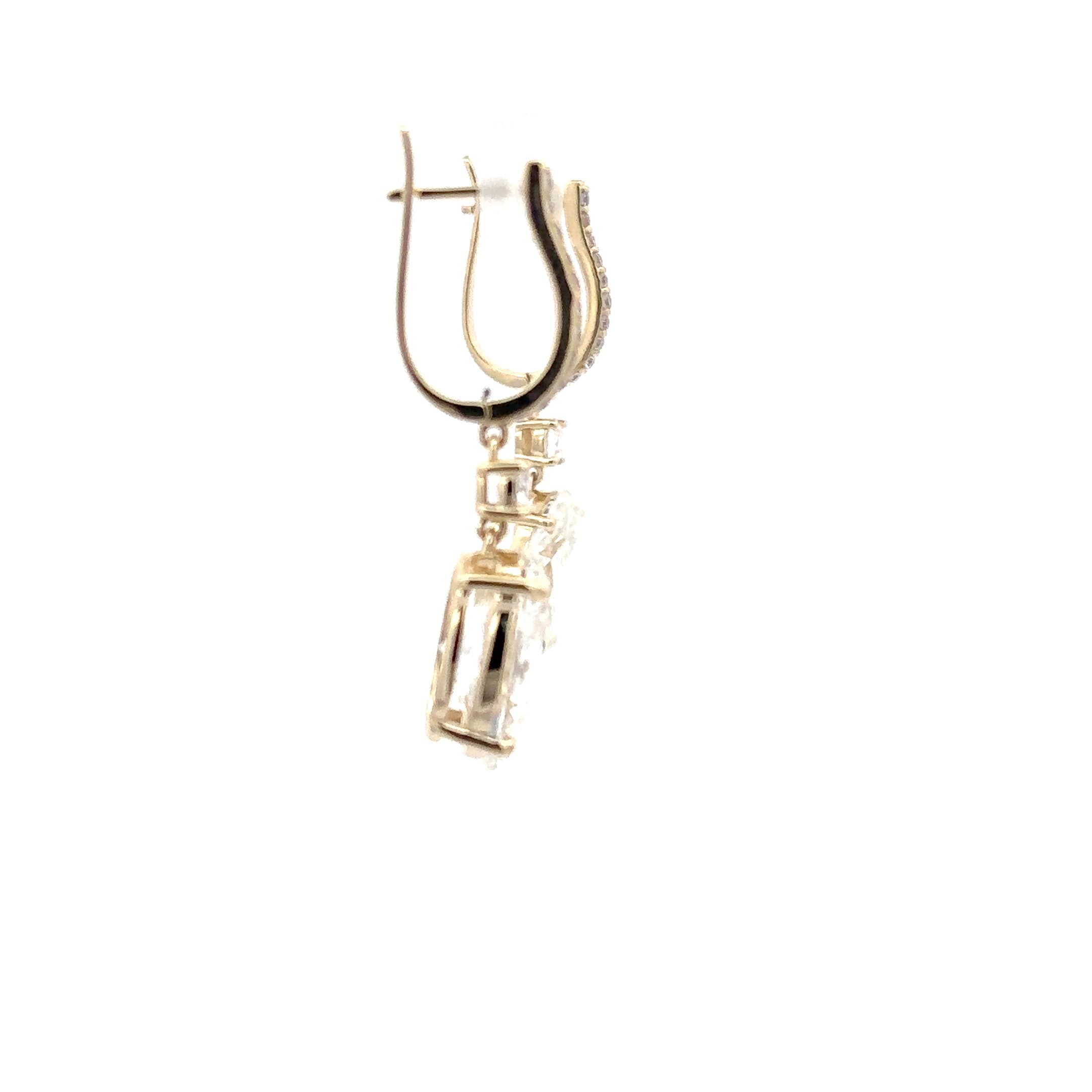 Oval Brilliant-Cut Diamond Yellow Gold Linear Drop Earrings 5