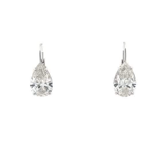 Pear-Shaped Brilliant Diamond Drop Earrings in Polished White Gold