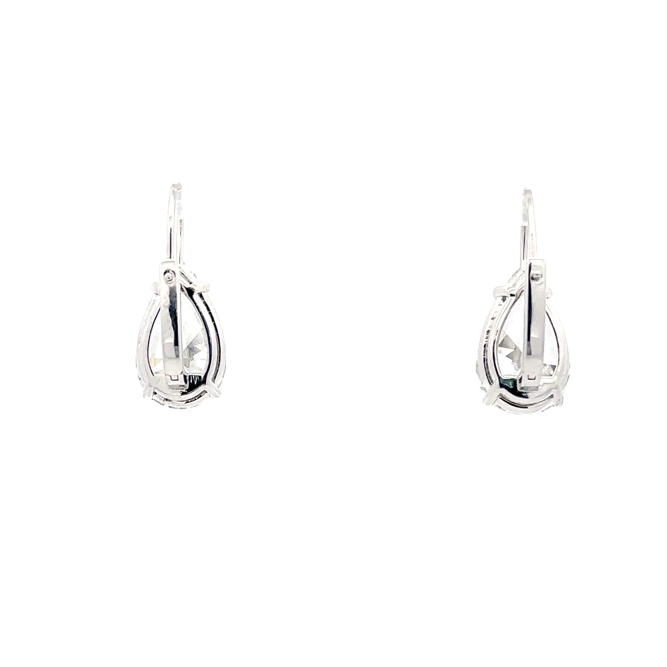 Pear-Shaped Brilliant Diamond Drop Earrings in Polished White Gold 4