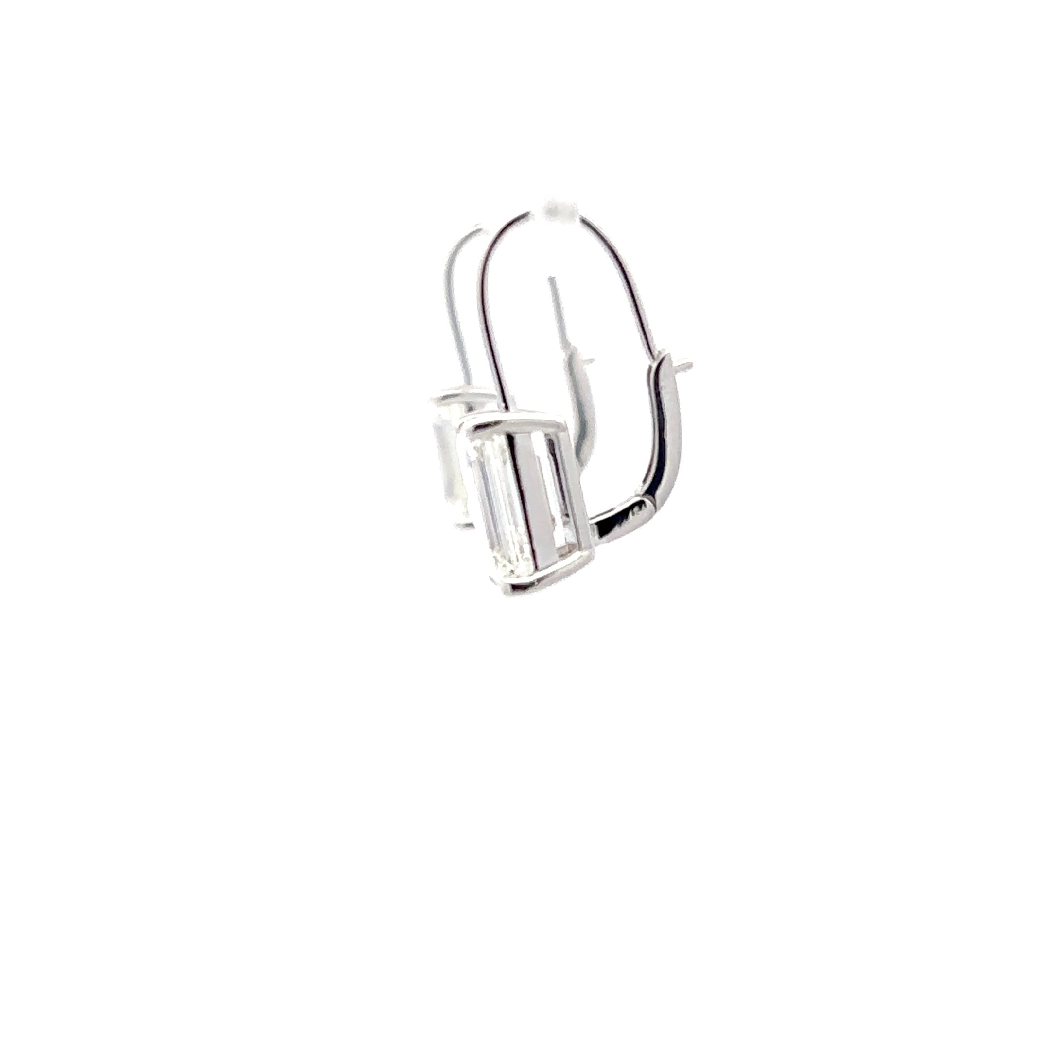 Elegant Emerald-Cut Diamond White Gold Drop Earrings 3