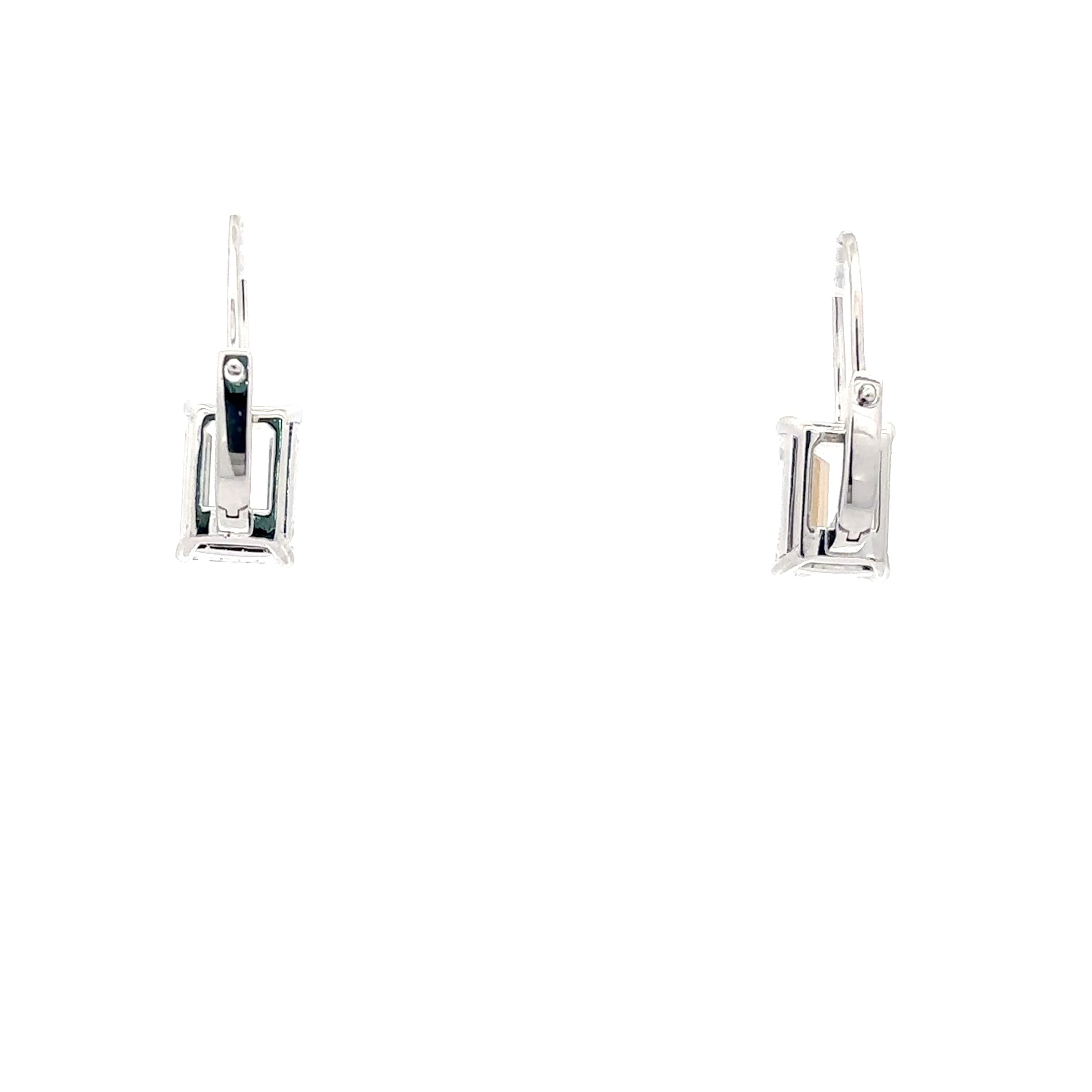 Elegant Emerald-Cut Diamond White Gold Drop Earrings 4