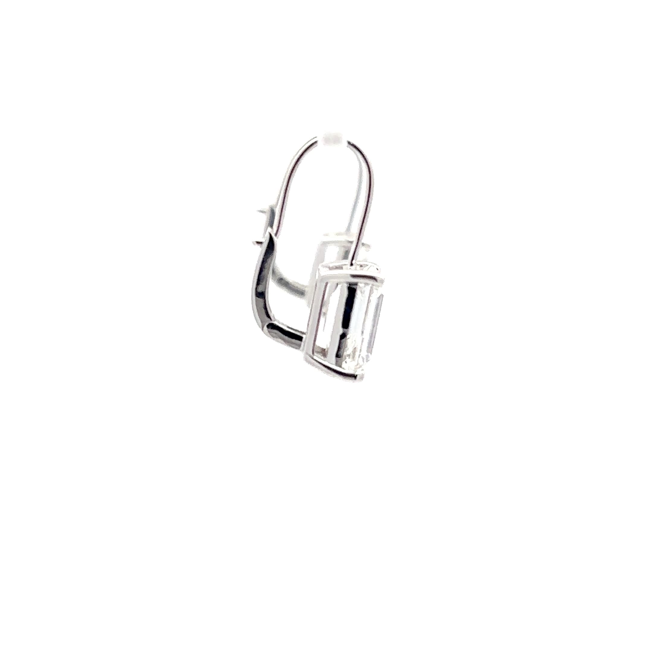 Elegant Emerald-Cut Diamond White Gold Drop Earrings 5
