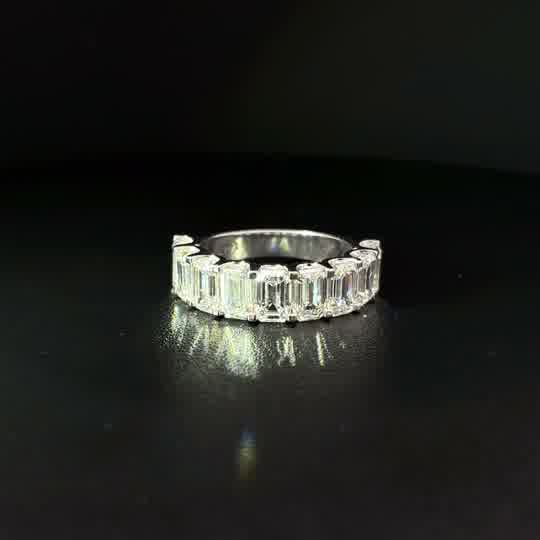 Vertical Emerald-Cut Diamond Eternity Band in White Gold