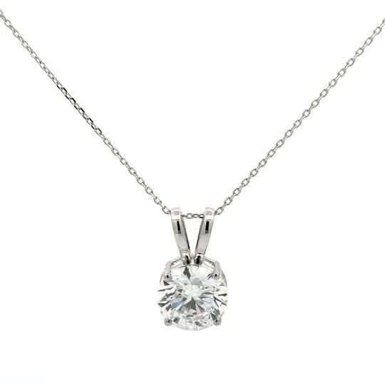 Round Brilliant Cut Diamond Solitaire Pendant in White Gold