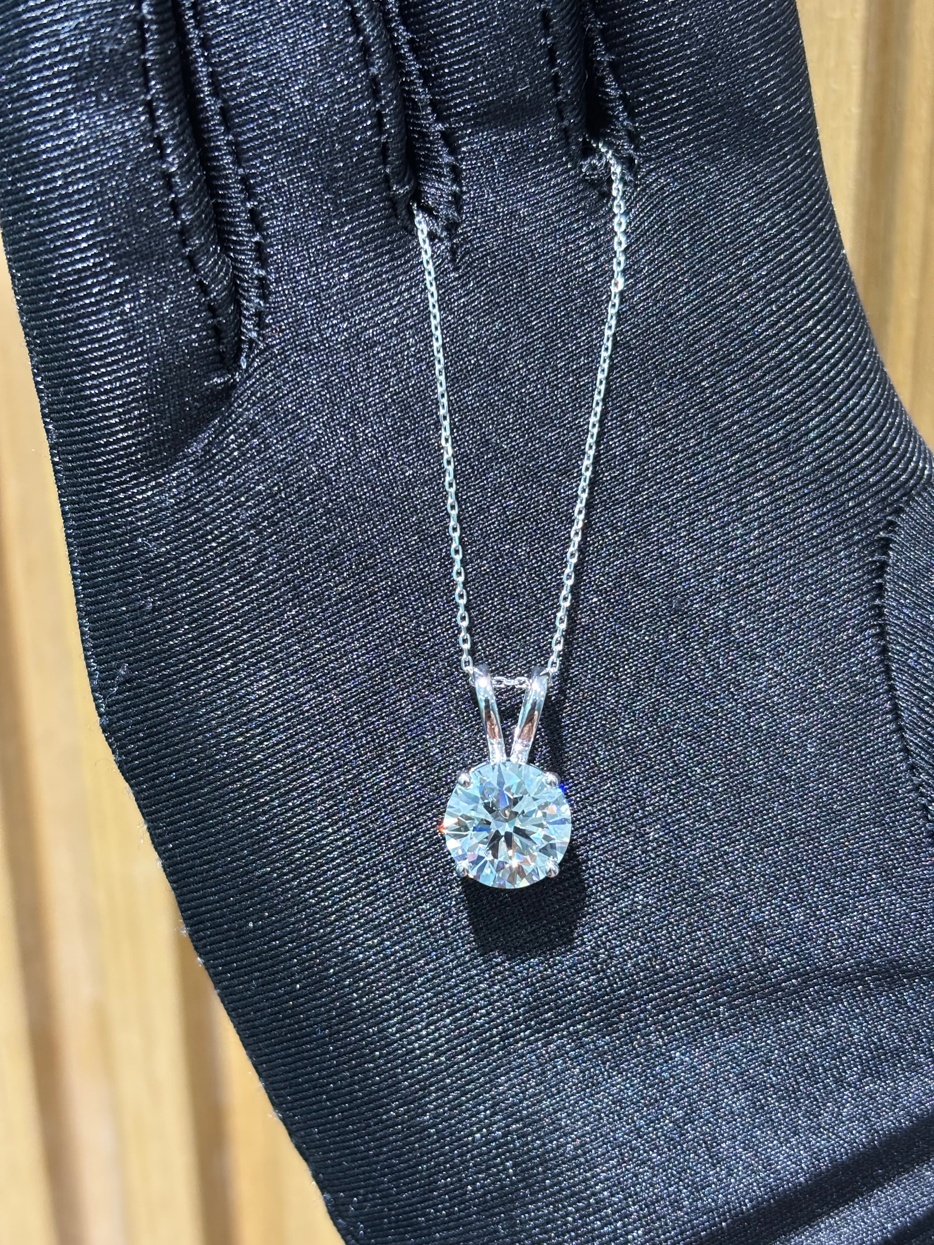 Round Brilliant Cut Diamond Solitaire Pendant in White Gold 2