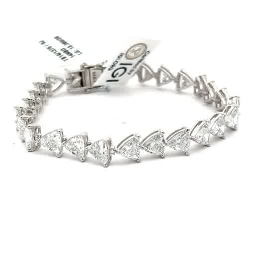Trillion Cut Diamond Tennis Bracelet in White Gold
