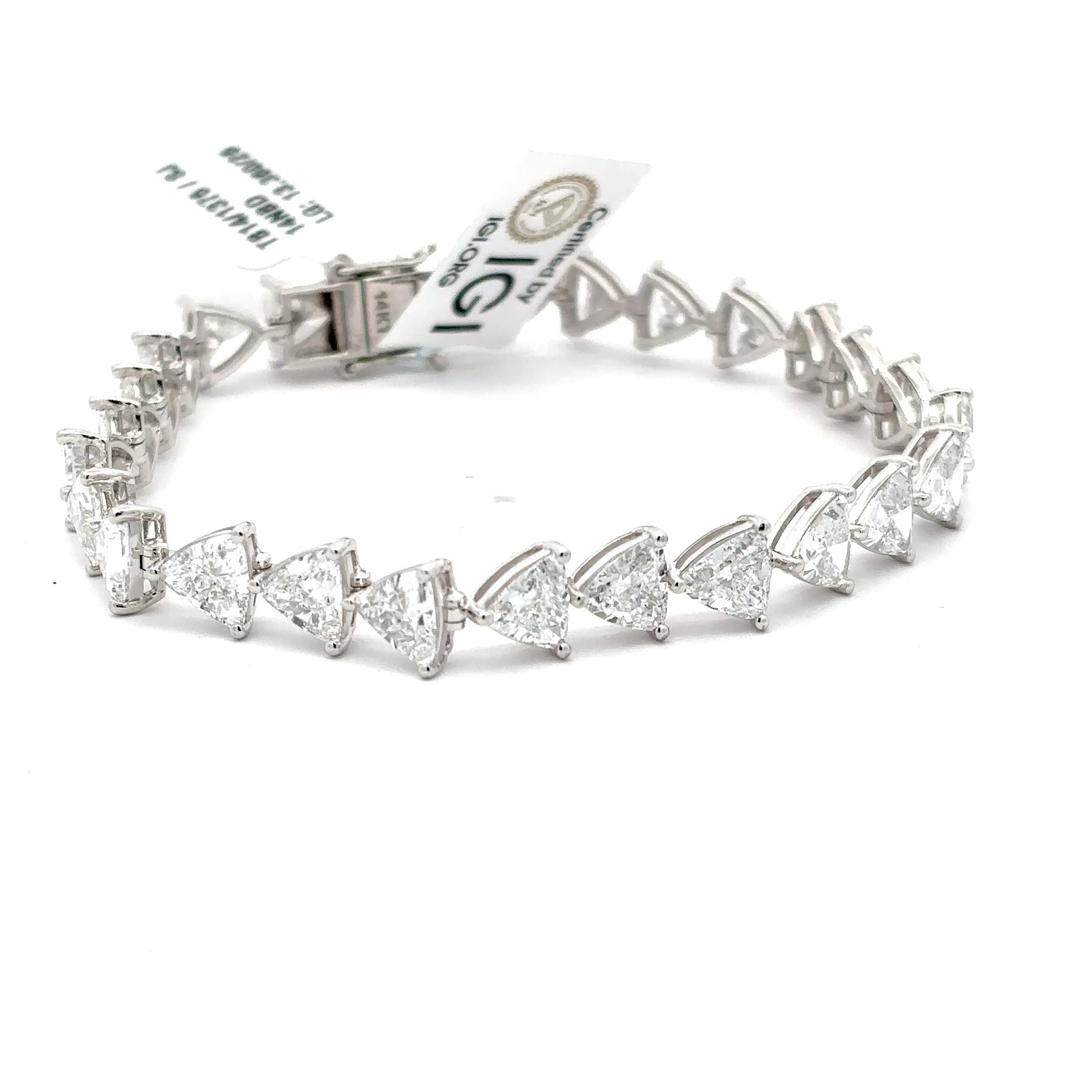 Trillion Cut Diamond Tennis Bracelet in White Gold 2