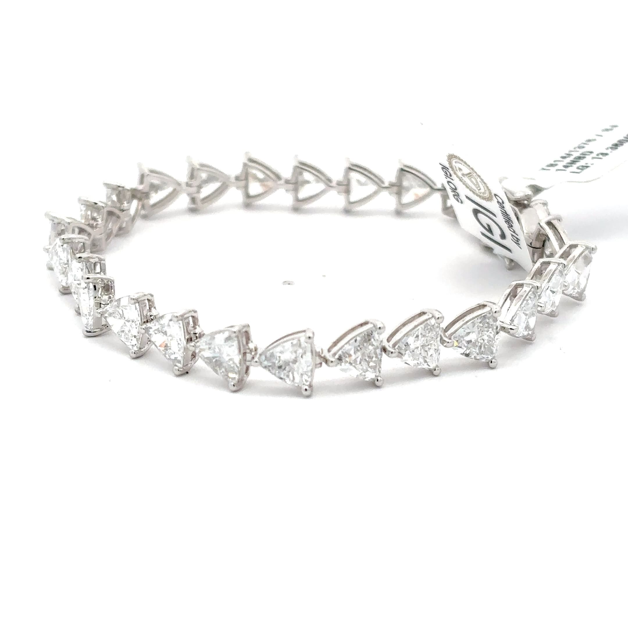 Trillion Cut Diamond Tennis Bracelet in White Gold 3
