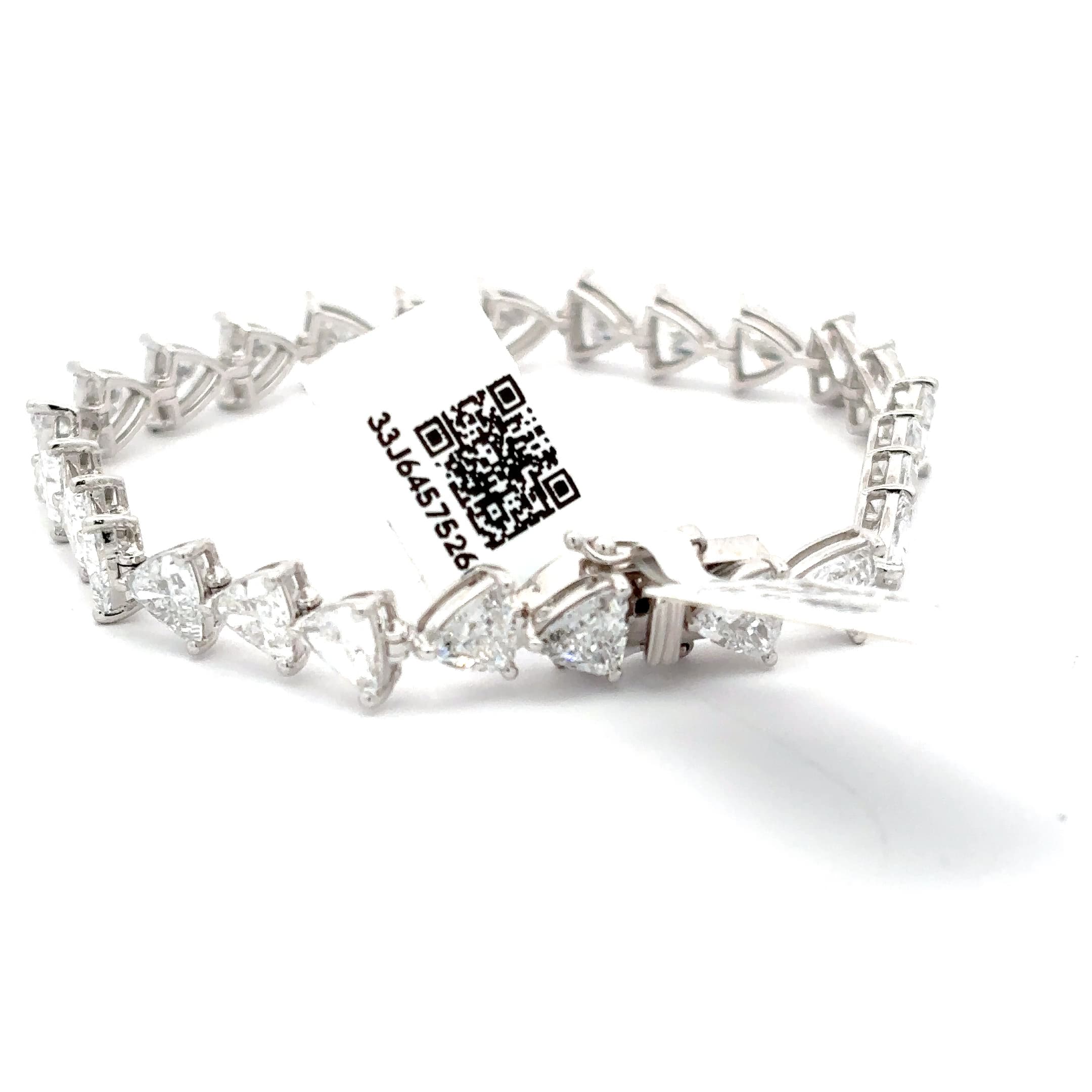 Trillion Cut Diamond Tennis Bracelet in White Gold 4